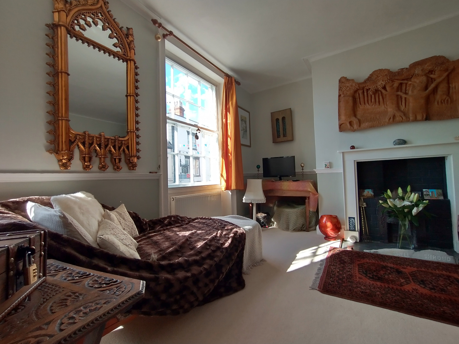 You’ll find clues everywhere… there are at least three hidden here! Comfy living room set up with hidden puzzles