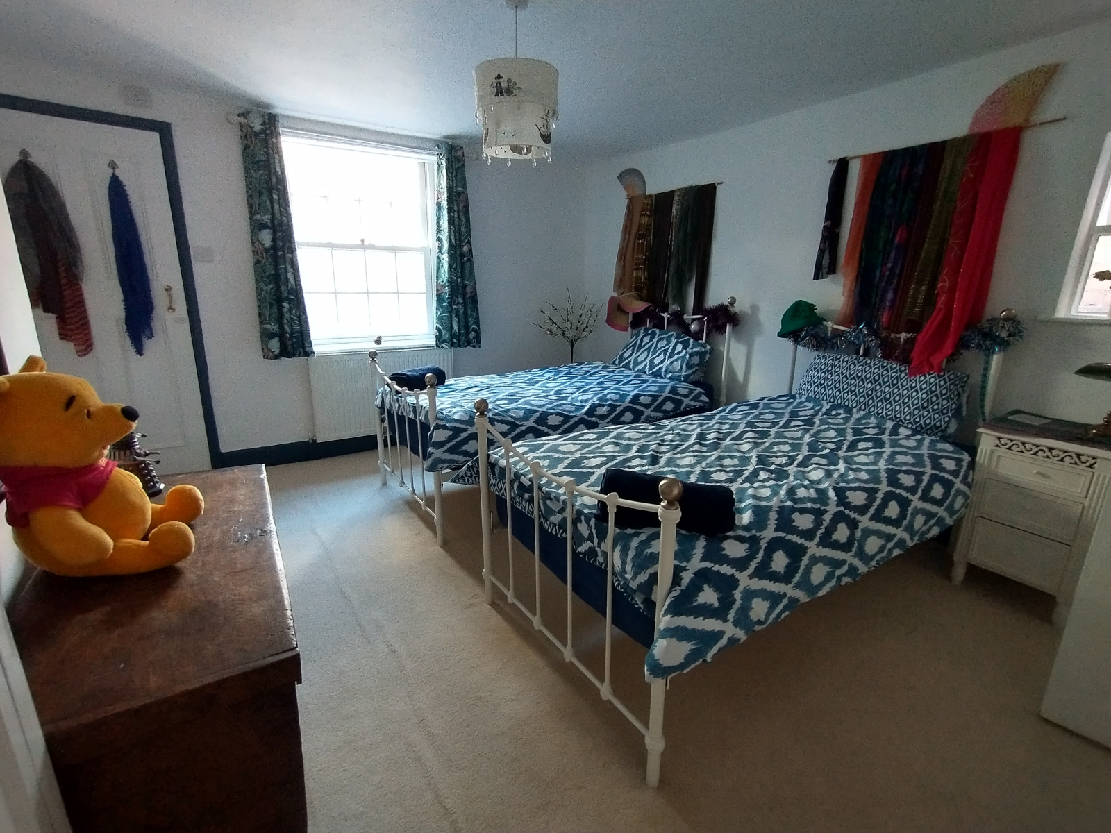 Twin room set up ready for guests to stay